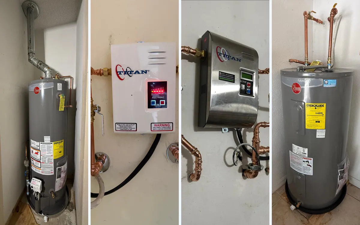 Gas and electric tank water heaters and tankless water heaters installed by United 89